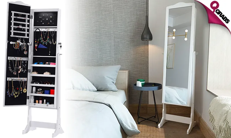 Stand-Up Jewelry Cabinet with Full-Length Mirror!